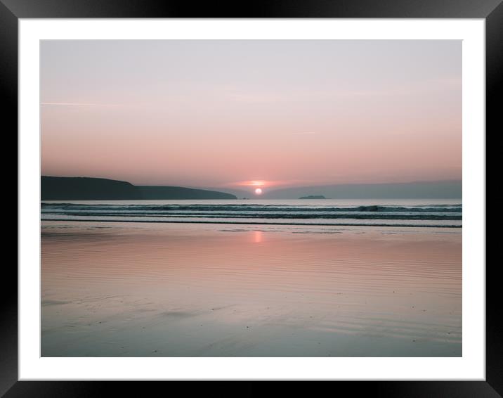 Broad Haven Beach Winter Sunset. Framed Mounted Print by Colin Allen