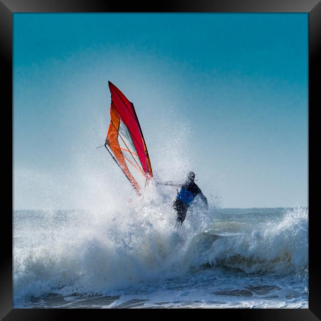 Windsurfing on Newgale Beach, Pembrokeshire. Framed Print by Colin Allen
