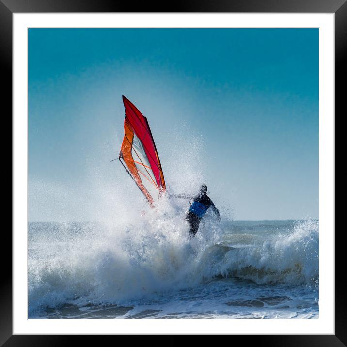 Windsurfing on Newgale Beach, Pembrokeshire. Framed Mounted Print by Colin Allen