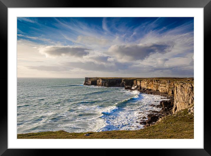 St Govans Head. Pembrokeshire, Wales. Framed Mounted Print by Colin Allen