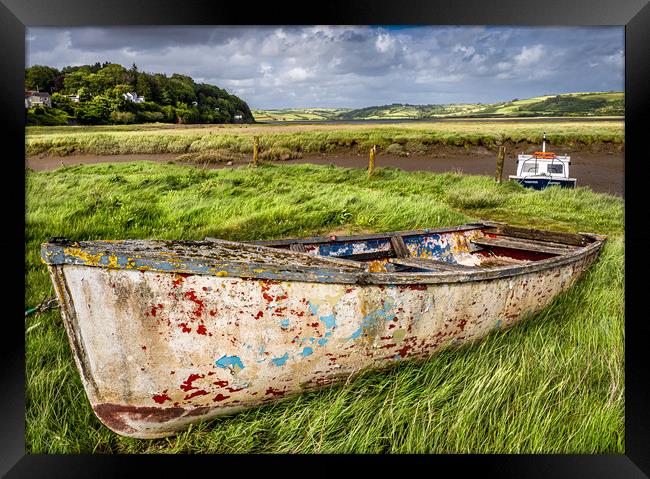 Colourful Old Boat - Laugharne, Carmarthenshire. Framed Print by Colin Allen