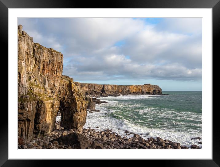 St Govans Head, Pembrokeshire, Wales. Framed Mounted Print by Colin Allen
