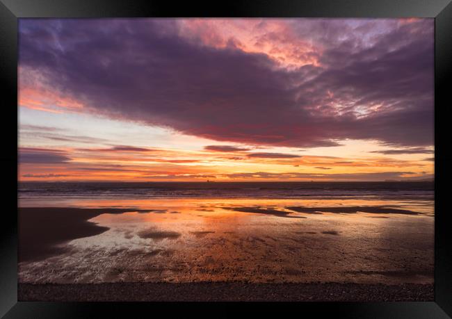 Sunset at Newgale, Pembrokeshire, Wales. Framed Print by Colin Allen