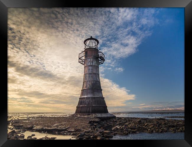 Whiteford Lighthouse at Whiteford Sands. Framed Print by Colin Allen