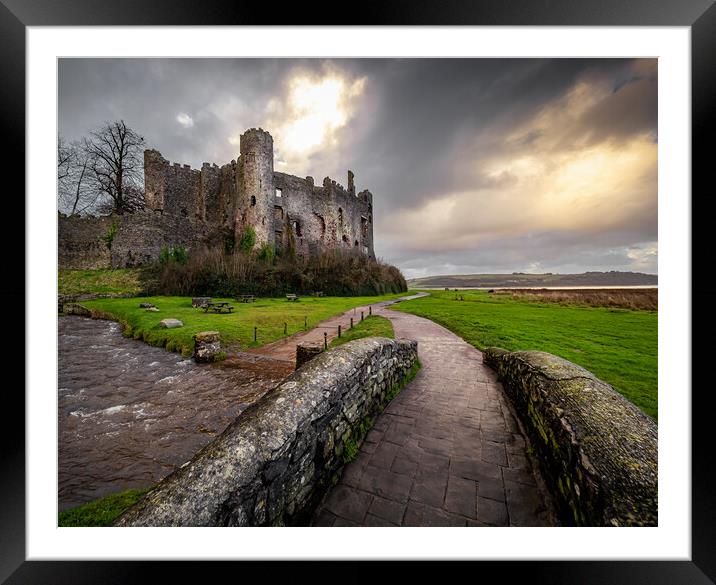 Laugharne Castle. Carmarthenshire, Wales. Framed Mounted Print by Colin Allen