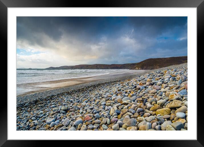 Newgale Pebbles, Pembrokeshire, Wales. Framed Mounted Print by Colin Allen