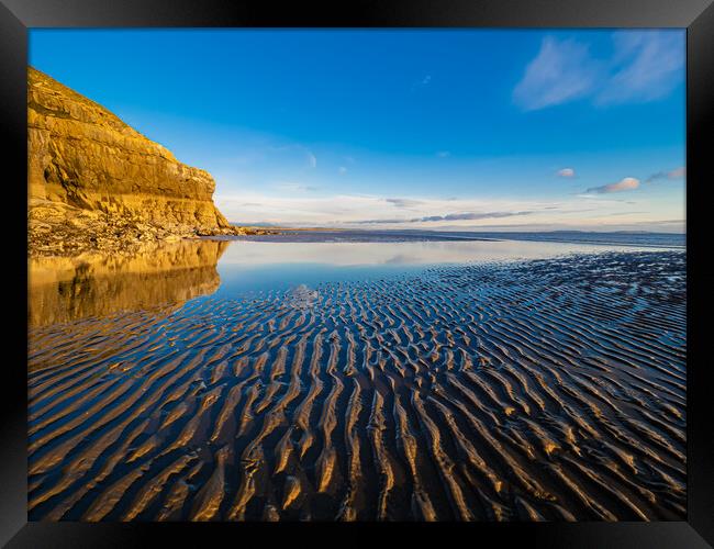 Pendine - Ripples and Reflections. Framed Print by Colin Allen
