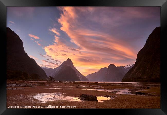 Milford Sound Sunset Framed Print by Richard Pike