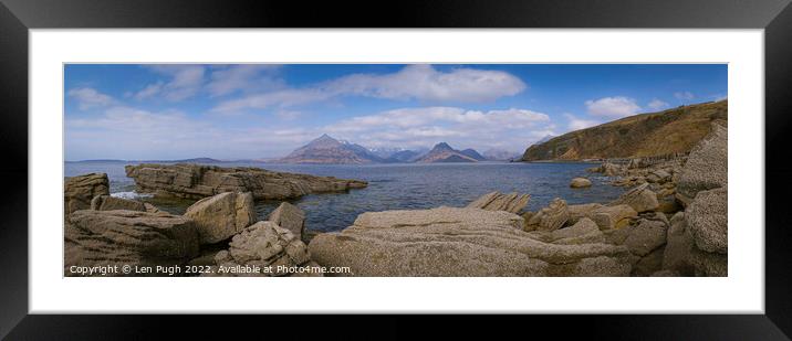 The Cullin mountain Range from Elgol Framed Mounted Print by Len Pugh