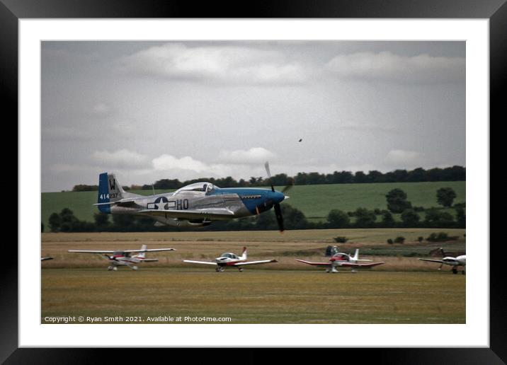 P-51D low level flying above an airstrip Framed Mounted Print by Ryan Smith