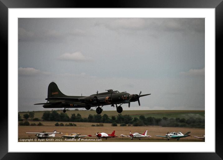 B-17 Flying Fortress coming in to land Framed Mounted Print by Ryan Smith