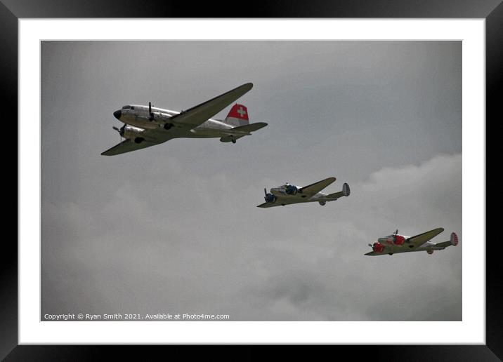 World War 2 cargo planes flying in formation Framed Mounted Print by Ryan Smith