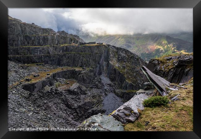 On A Knifes Edge - Dinorwic Quarry Framed Print by Geoff Moore