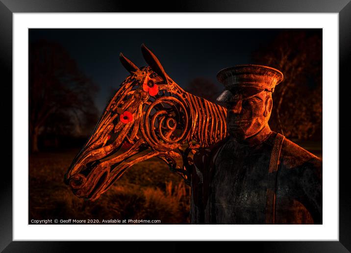 Warhorse War Memorial Sculpture Pershore Framed Mounted Print by Geoff Moore