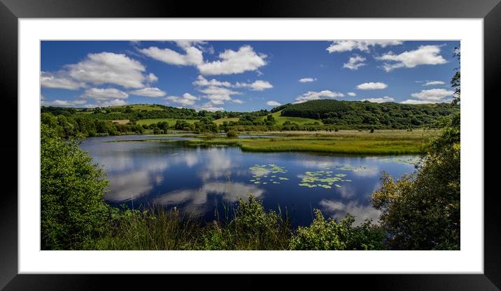 Lillypads and Clouds, Cors Caron, Ceredigion Wales Framed Mounted Print by Jenny Dignam