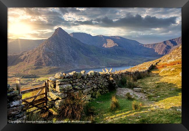 Sunrise over Tryfan Mountain Framed Print by George Hopkins