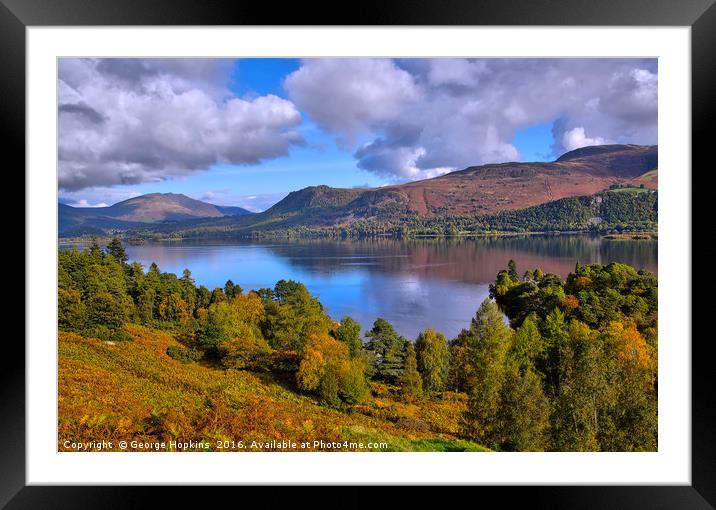 Derwent Water from Catcalls Fell Side Framed Mounted Print by George Hopkins