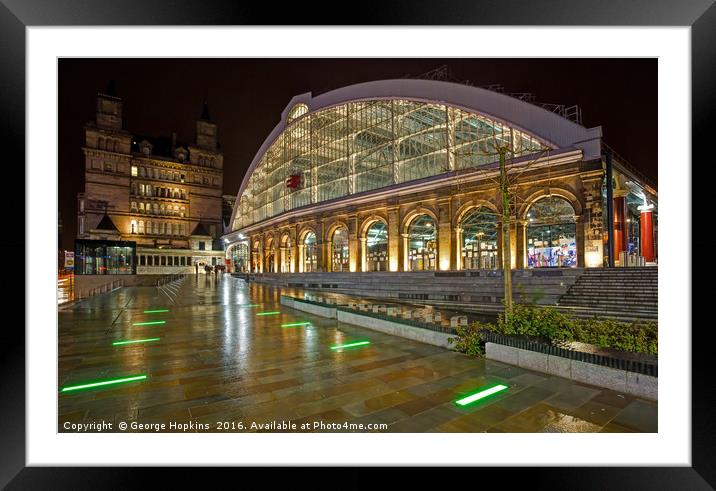 A Quiet Evening at Lime Street Station in Liverpoo Framed Mounted Print by George Hopkins