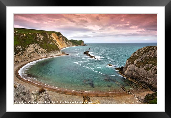 Moody Evening Light at Man o War Bay Framed Mounted Print by George Hopkins
