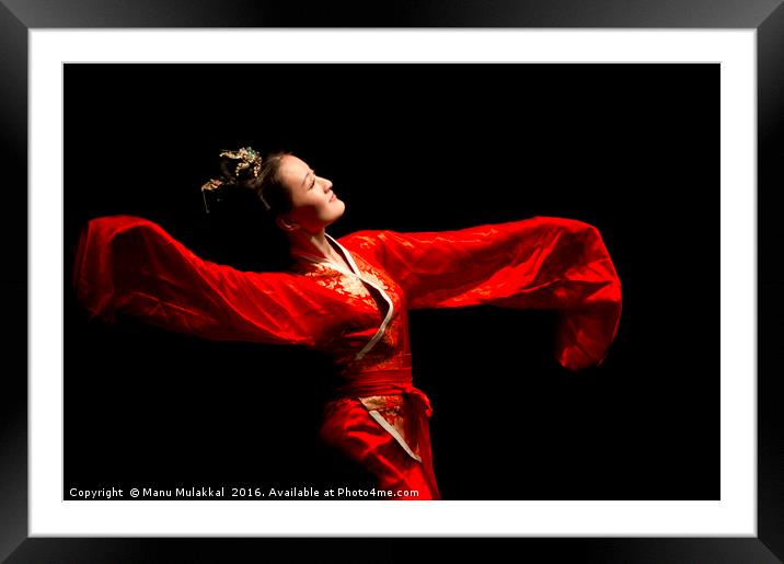 Elegant Chinese Dancer Framed Mounted Print by Manu Mulakkal
