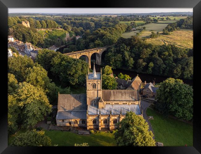 Knaresborough North Yorkshire aerial view Framed Print by mike morley