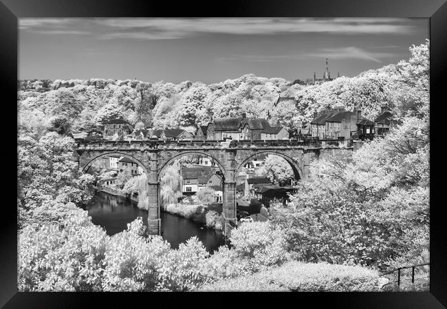 Knaresborough viaduct infrared Framed Print by mike morley