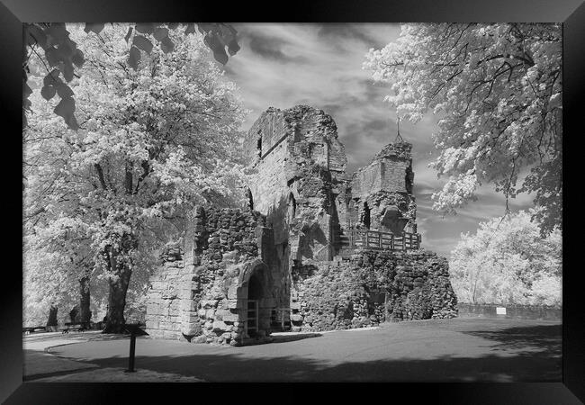Knaresborough castle in Infra red Framed Print by mike morley