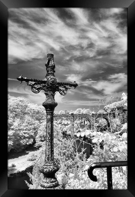 Knaresborough viaduct in Infra red Framed Print by mike morley