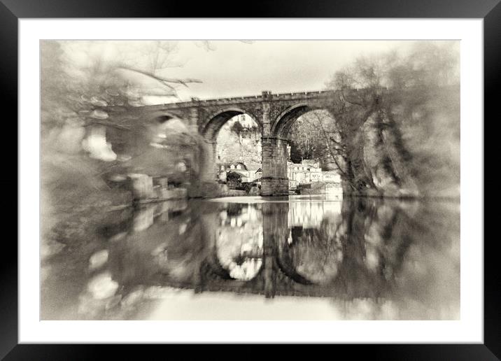 Knaresborough viaduct with retro vintage film processing effect Framed Mounted Print by mike morley