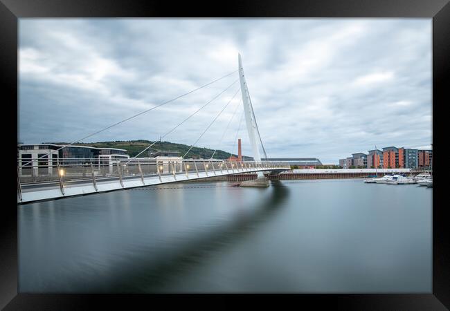 The sail bridge at Swansea marina Framed Print by Bryn Morgan