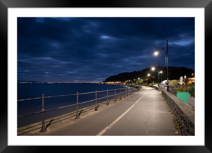 Mumbles pier and waterfront at daybreak on an Autu Framed Mounted Print by Bryn Morgan