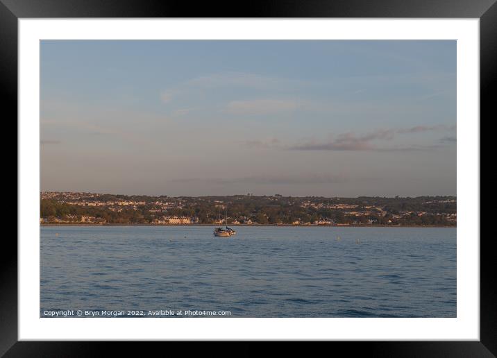 Small boat on Swansea bay Framed Mounted Print by Bryn Morgan