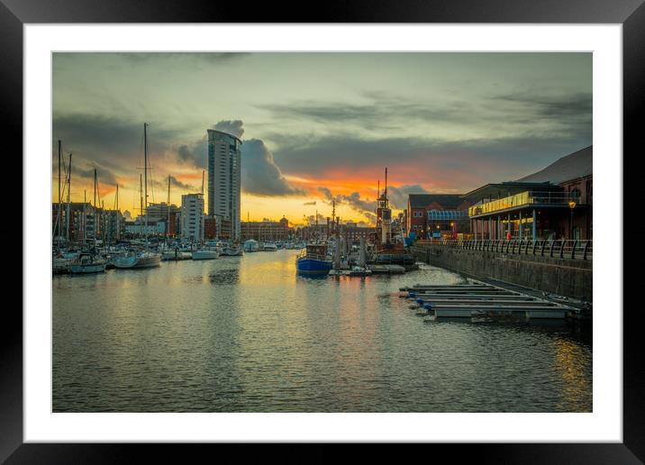 The Meridian tower at Swansea marina Framed Mounted Print by Bryn Morgan