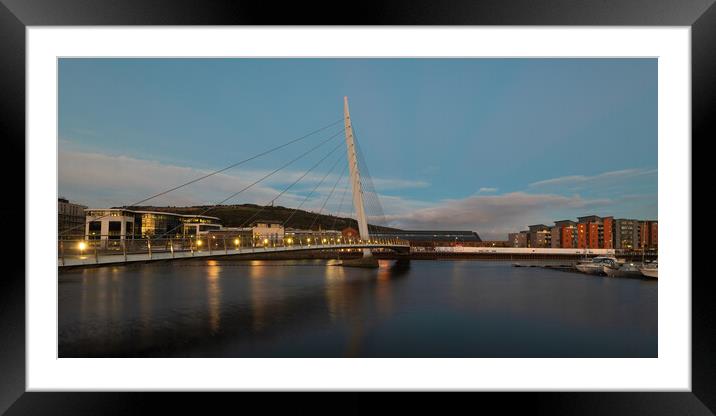 The sail bridge at Swansea marina Framed Mounted Print by Bryn Morgan