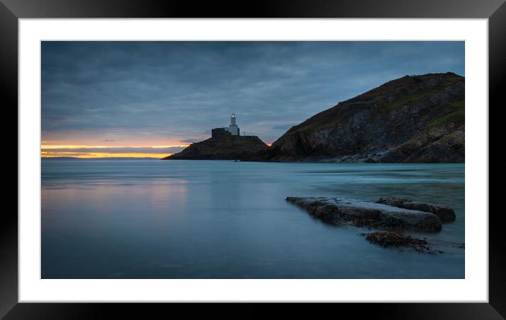 Mumbles lighthouse at day break Framed Mounted Print by Bryn Morgan