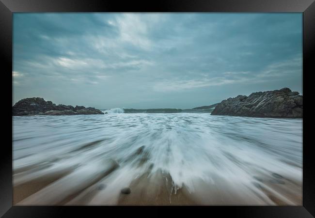 Wide angle at Rotherslade bay. Framed Print by Bryn Morgan