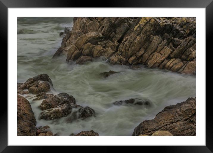 Swirly sea at Rotherslade bay. Framed Mounted Print by Bryn Morgan