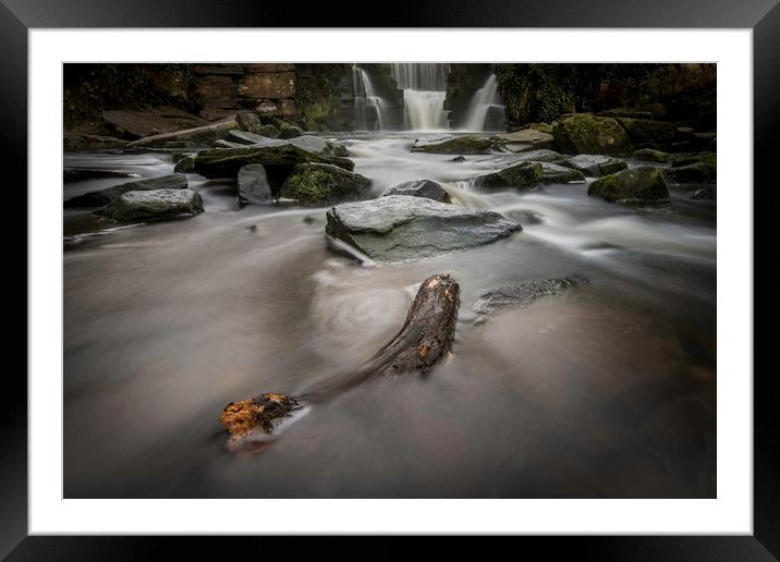 The waterfall at Penllergare Woods. Framed Mounted Print by Bryn Morgan