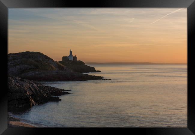 Early morning view of Mumbles lighthouse. Framed Print by Bryn Morgan
