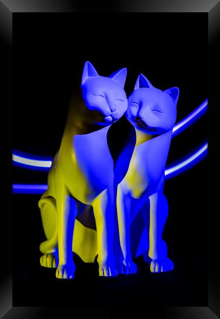 Blue alabaster cats. Framed Print by Bryn Morgan