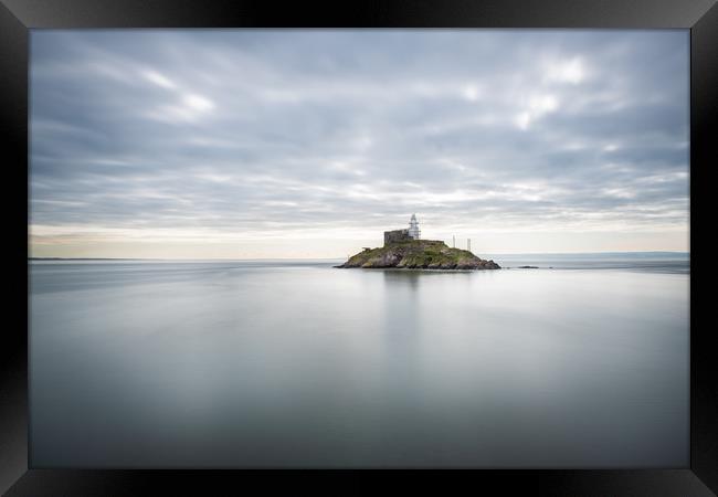 Mumbles lighthouse viewed from the pier. Framed Print by Bryn Morgan