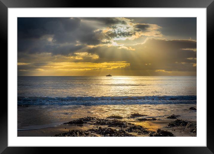 Boat viewed from Langland bay. Framed Mounted Print by Bryn Morgan