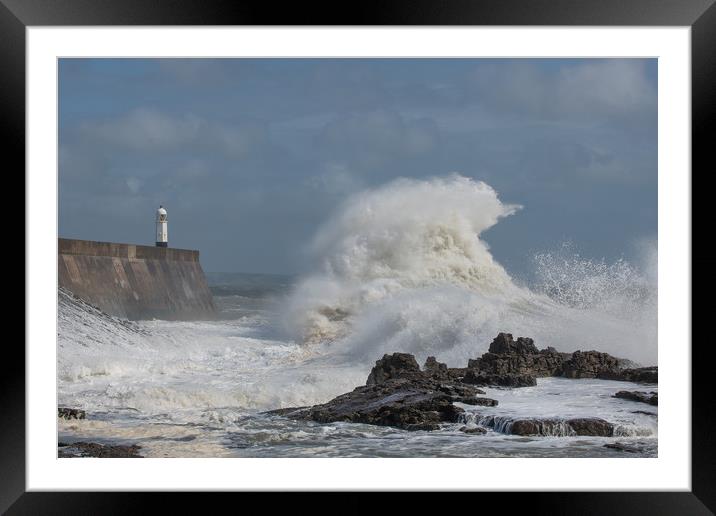 Storm wave at Porthcawl. Framed Mounted Print by Bryn Morgan