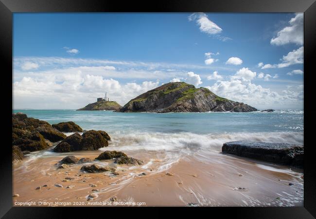 Mumbles lighthouse. Framed Print by Bryn Morgan