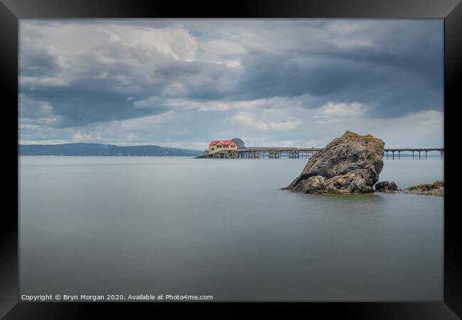 Mumbles Pier viewed from Knab rock Framed Print by Bryn Morgan