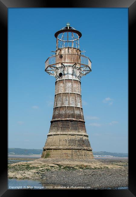 Whiteford Lighthouse on the Loughor estuary Framed Print by Bryn Morgan