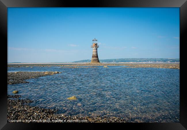 Whiteford Lighthouse on the Loughor estuary Framed Print by Bryn Morgan