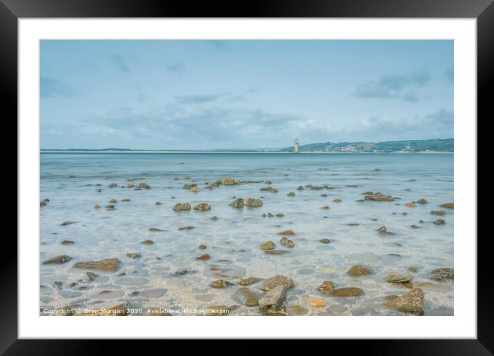 Whiteford Lighthouse on the Loughor estuary Framed Mounted Print by Bryn Morgan