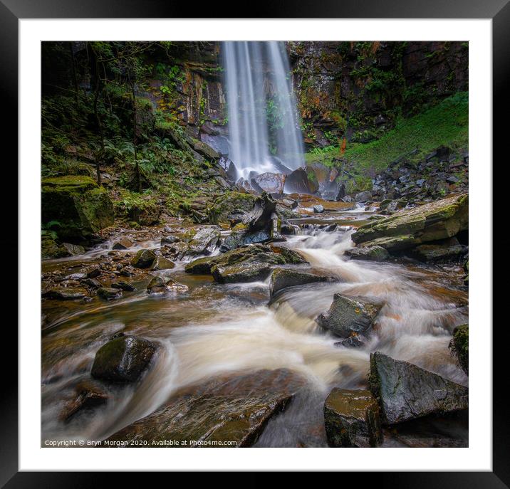 Melincourt waterfall. Framed Mounted Print by Bryn Morgan