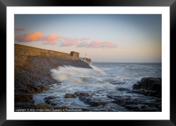 Porthcawl lighthouse at sunrise Framed Mounted Print by Bryn Morgan